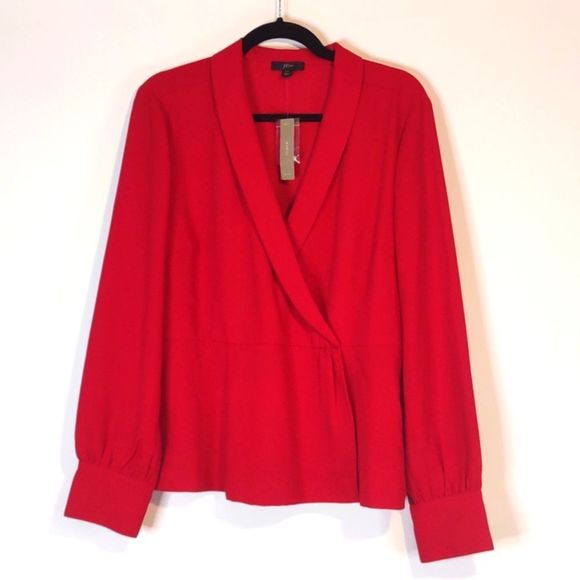 J. Crew Tops - J Crew Red Crepe Blouse size 14T NWT